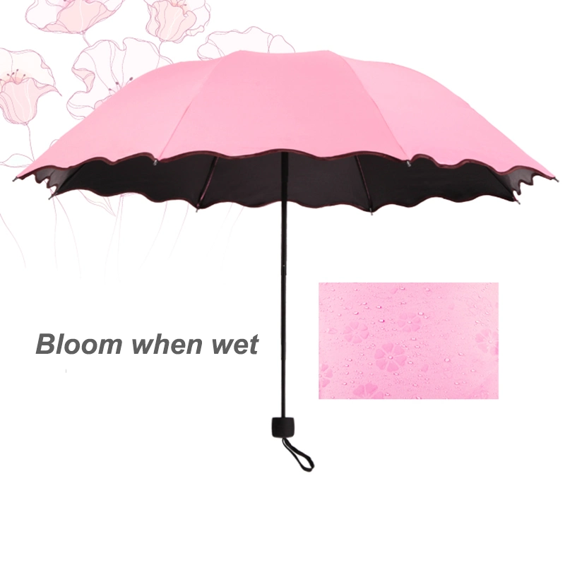 Wholesale Bulk Cheap Price Portable Anti UV Magic Printed Bloom/Flower Wet Fancy Reverse Inverted Custom Fold Rain Umbrella with Logo for Promotional/Gift