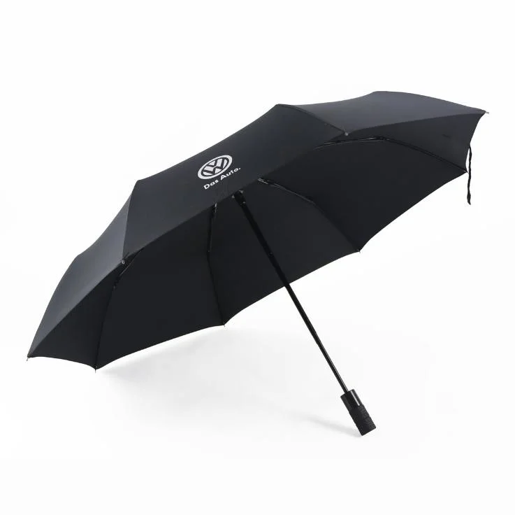 China Factory Rain Sun Outdoor Travel Volkswagen Land Rover Benz BMW Full Automatic Advertising 3 Folding Umbrella for Car
