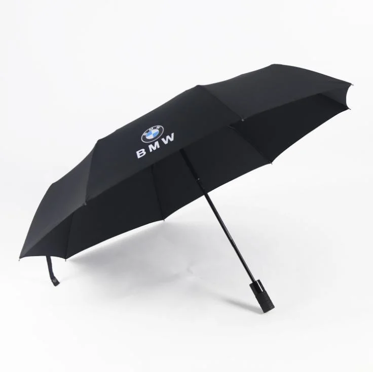 China Factory Rain Sun Outdoor Travel Volkswagen Land Rover Benz BMW Full Automatic Advertising 3 Folding Umbrella for Car