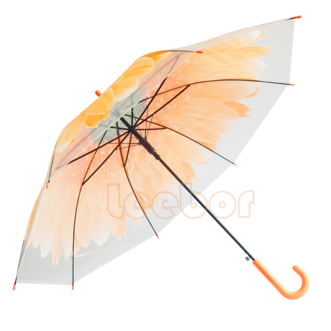 Good Quality Flower Printed Poe Umbrella/Straight Umbrella