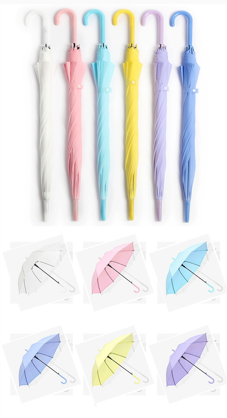 Automatic Clear Rainproof Wedding White Plastic Poe Kids Small PVC Custom Umbrella with Logo Printing