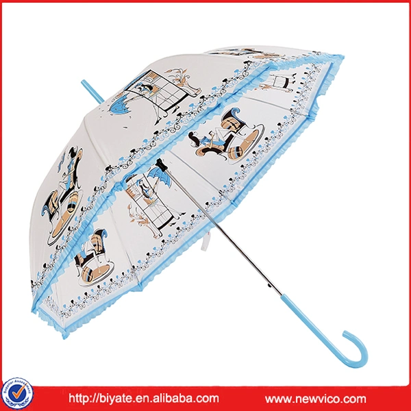 Manual Compact Poe Foldable Transparent Umbrella with DOT Printing