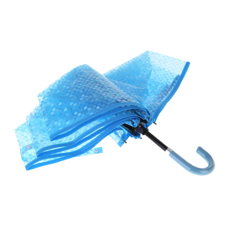 6K Small Colorful Shine Manual Open Close Fold J Handle Poe Clear Umbrella for Girls
