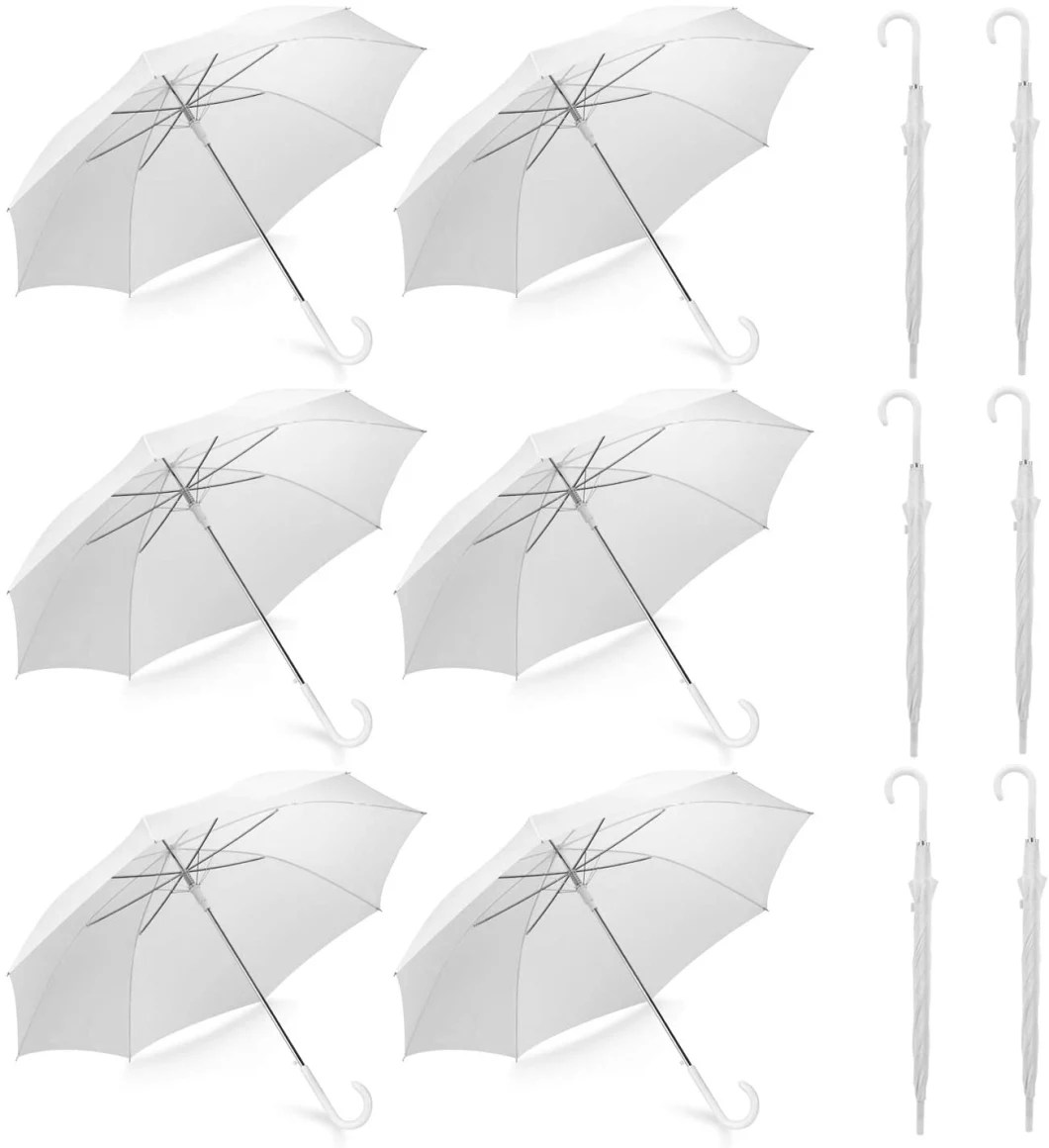Wind-Defying Construction Wedding Style Stick Large Canopy Windproof Auto Open J Hook Handle Crystal Clear Poe Umbrella
