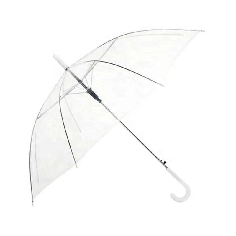 Promotion Logo Customized Eco Friendly Straight Clear Poe Clear Transparent Wholesale Cheap Umbrellas