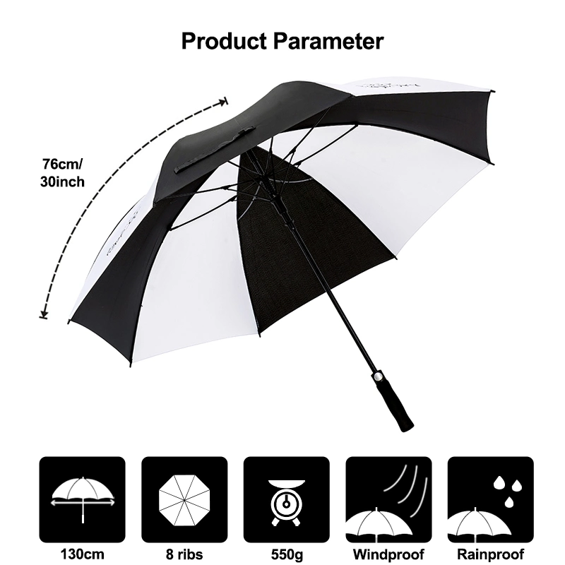 30 Inch Size 150cm Automatic Open Extra Large Oversize Fiber Frame Wind Proof Canopy Custom Golf Umbrella with Logo