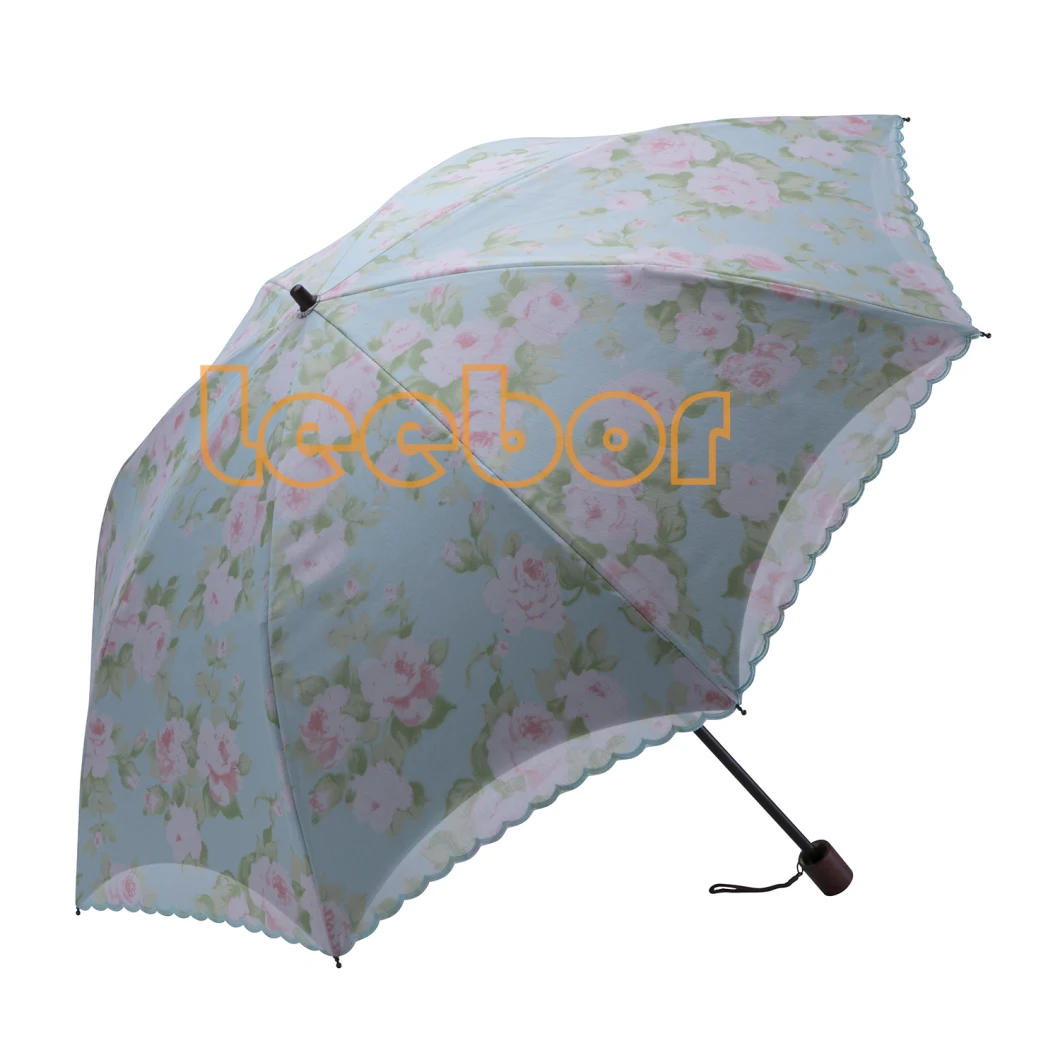 High Quality Double Layer 2 Folding Umbrella with Lace
