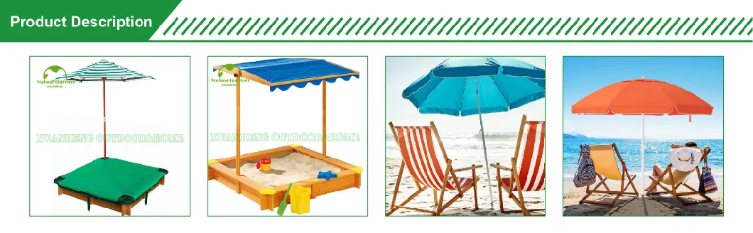 Outdoor Wooden Folding Beach Umbrella with Tassels