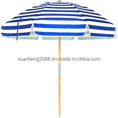 Custom Wooden Pole Portable Outdoor UV Sun Protection Fringe Patio Parasols Umbrellas with Tassels