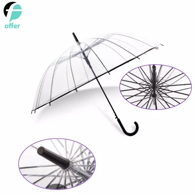 Large Auto Open and Windproof Clear Umbrella