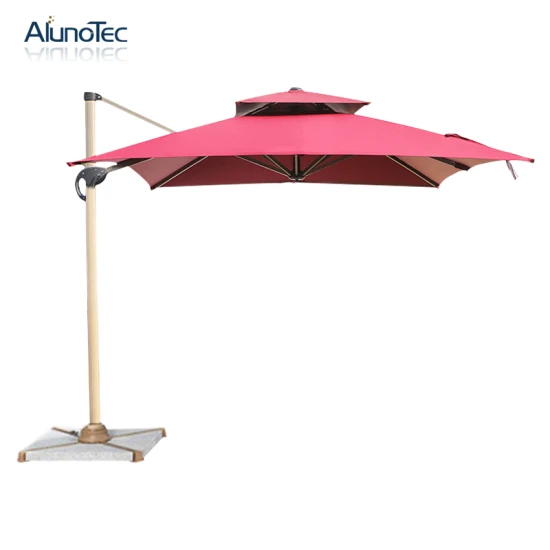Wind Resistant Aluminium Sun Protection Garden Outdoor Beach Roman Umbrella in Patio