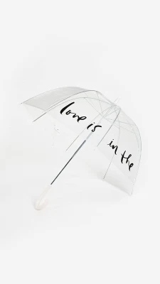 Clear Bubble Umbrella Party Thyme -Pop-up Stick Canopy, Sun/Rain Travel-Large Dome Umbrella, Love Is in The Air