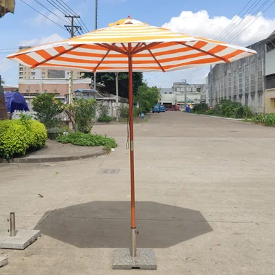 Factory Wholesale Outdoor Wood Beach Sun Garden Parasol Cafe Patio Umbrellas with Marble Base