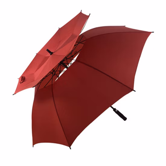 Customized Automatic Open EVA Soft Handle Promotion Double Layer Windproof Rain Waterproof Golf Umbrella