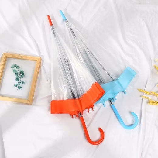 Unique Gift Poe/EVA Transparent See Clear Small Dome Purple Umbrella with Hook Plastic Handle