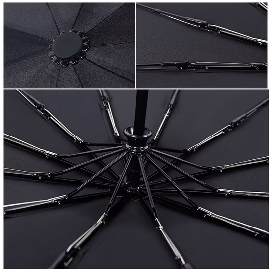 Amazon Best Selling 12K Wholesale Promotion Fashion Sunshade Automatic 23 Inch Big Size 2 Person Custom Logo Size and Color Pongee 3 Folding Umbrella