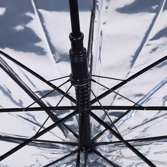 Anti UV New Invention Dazzling Color Poe PVC Straight Transparent Umbrella Silvery Laser Umbrella