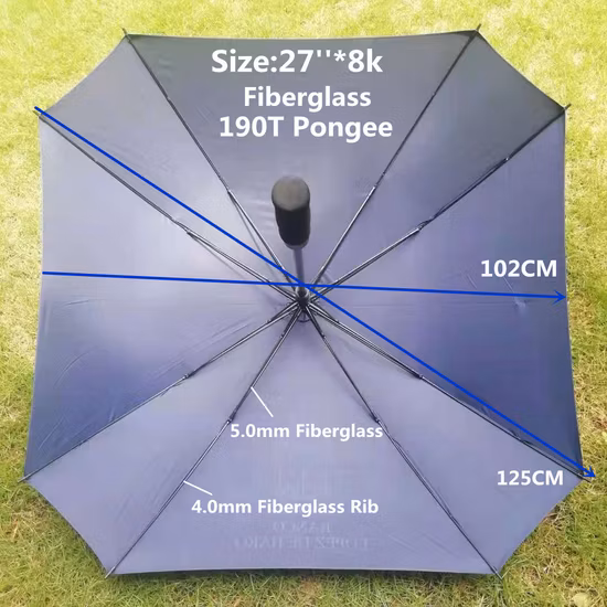 Factory Outdoor Promotional Windproof Customized 27′′ Rain Straight Golf Umbrella
